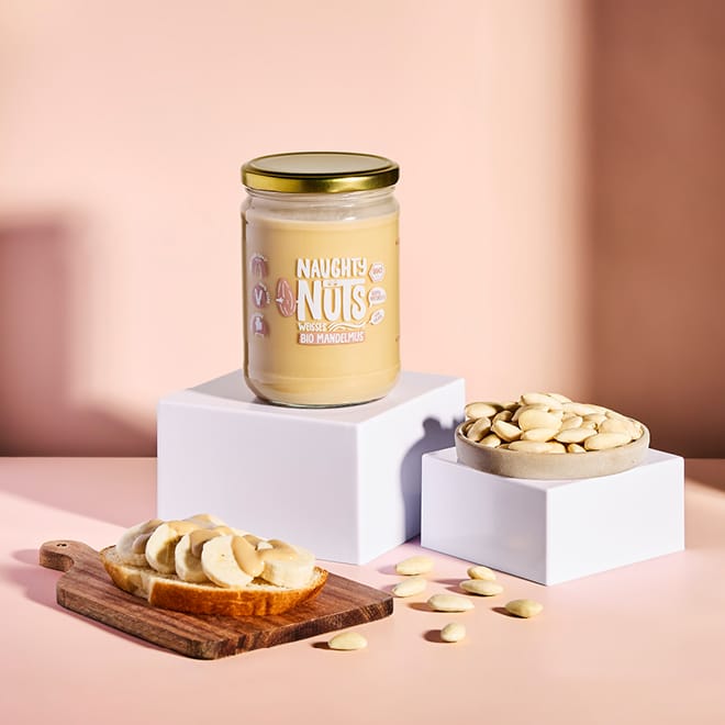 Naughty Nuts Nussbutter Bio Weißes Mandelmus (500g Glas)