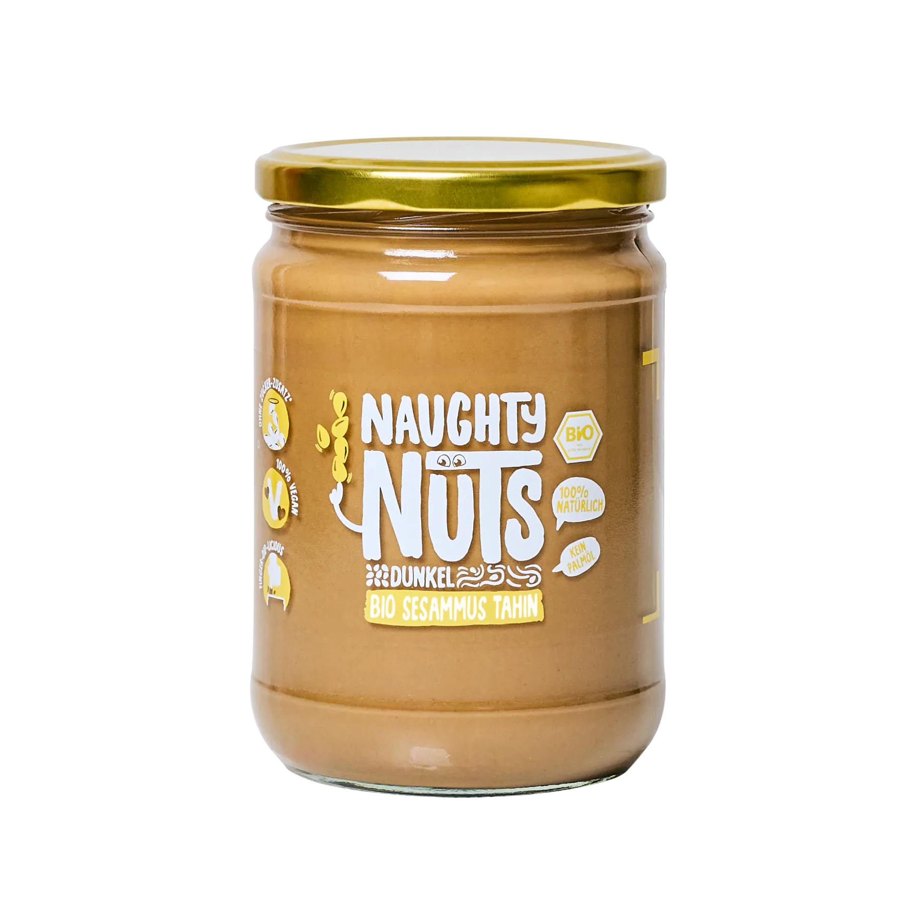 Glas mit Bio Sesammus Tahin dunkel von Naughty Nuts