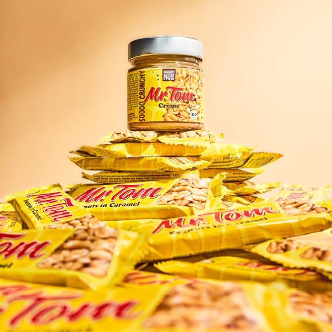 Mr Tom Creme Glas auf einem Haufen Mr Tom Riegel