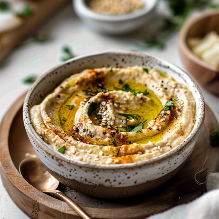 Cremiger Hummus mit Sesammus Tahin von Naughty Nuts