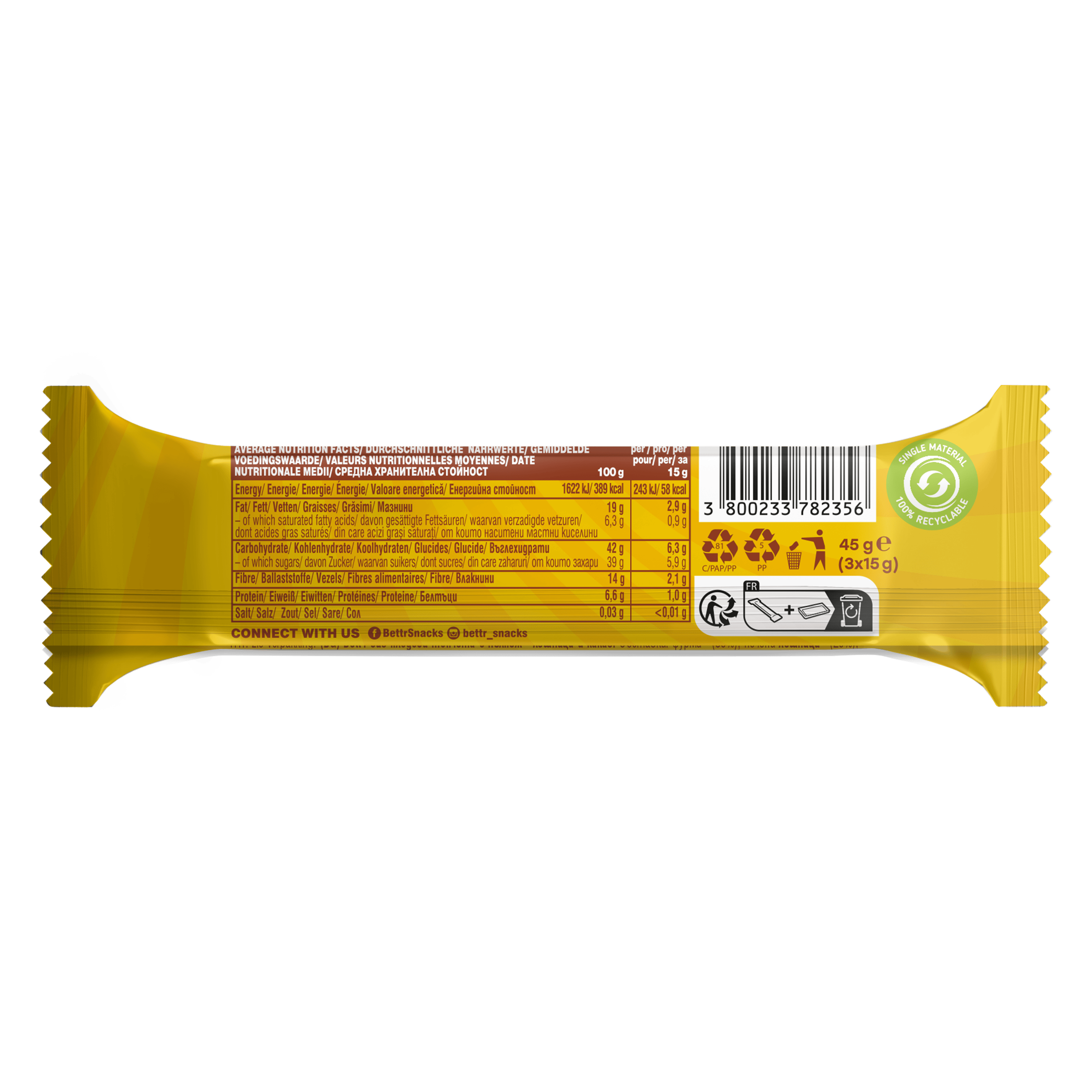 Bett'r Snacks Bio Fruchtkugeln mit Haselnuss- und Kakaofüllung