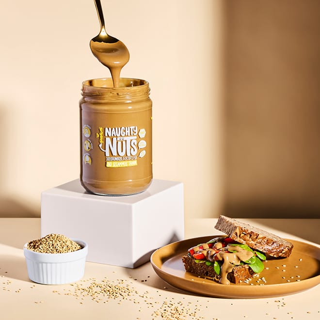 Naughty Nuts Nussbutter Bio Sesammus Tahin dunkel (500g Glas)